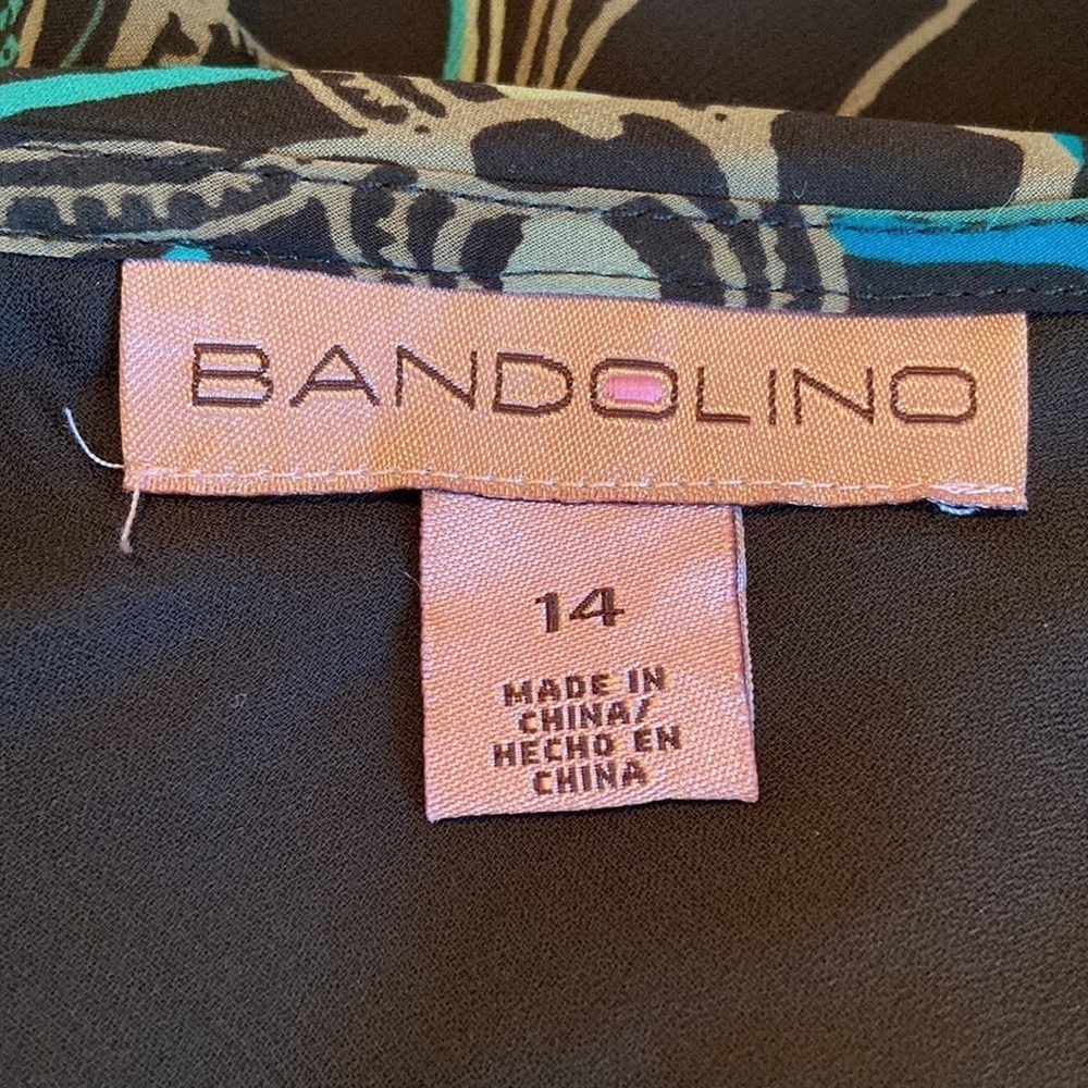 NWT Bandolino Skirt Paisley Hi Low Hem Blue Tan Brown Lined 14 - Picture 4 of 8